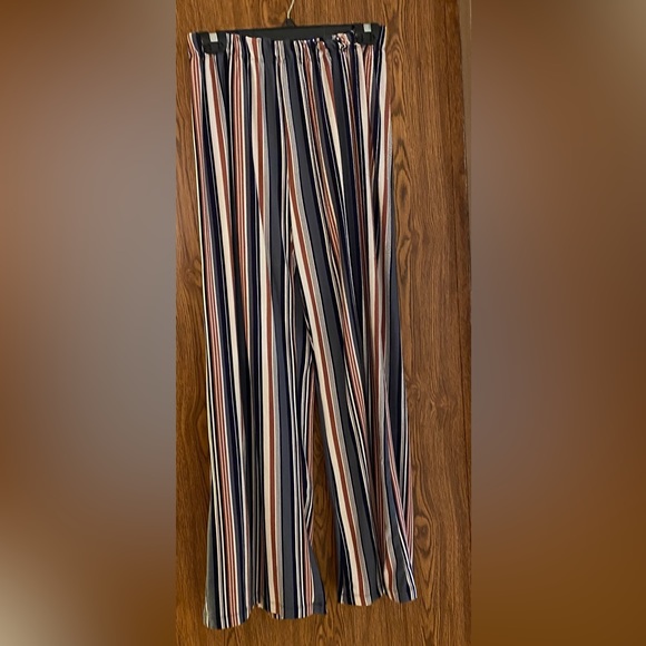 Allison Brittney long length, high waisted, wide leg striped pants. Size large. - Picture 1 of 10